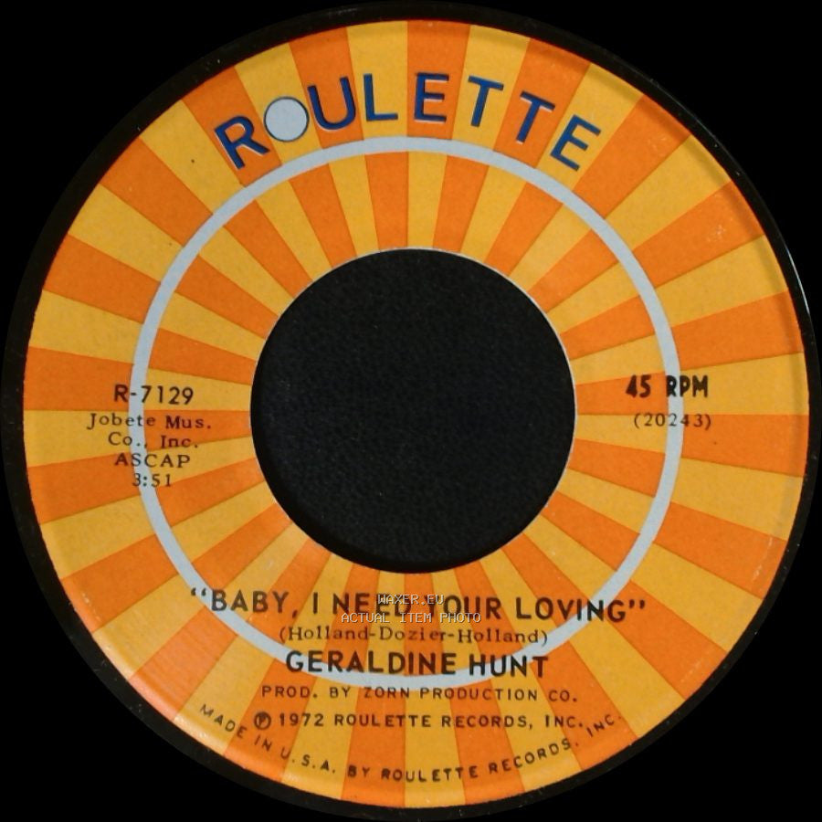 Geraldine Hunt - Cry Cry Cry / Baby, I Need Your Loving side A