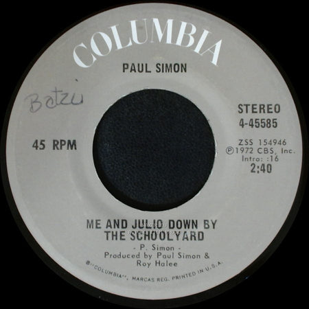 Paul Simon - Congratulations / Me And Julio Down By The Schoolyard side B
