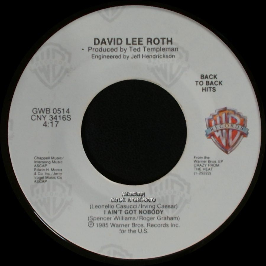 David Lee Roth - California Girls / (Medley) Just A Gigolo / I Ain't Got Nobody side B