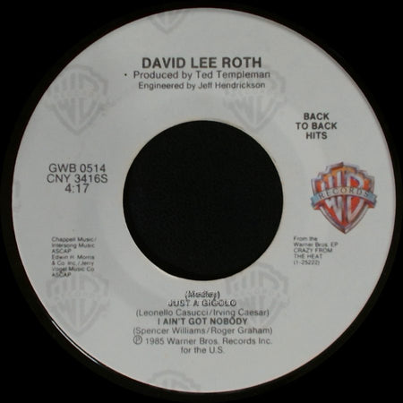 David Lee Roth - California Girls / (Medley) Just A Gigolo / I Ain't Got Nobody side B