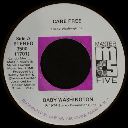 Baby Washington - Care Free / Can't Get Over Losing You side A