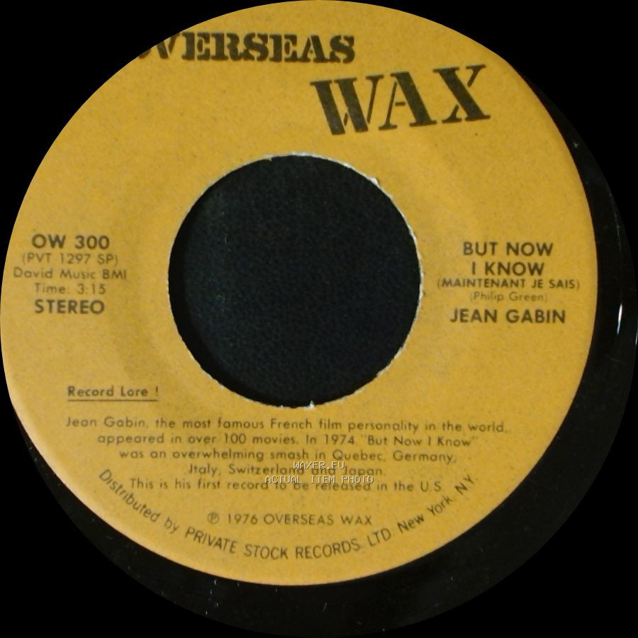 Jean Gabin - But Now I Know / Maintenant Je Sais (But Now I Know) side B