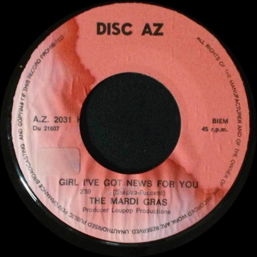 The Mardi Gras - If I Can't Have You / Girl I've Got News For You side B