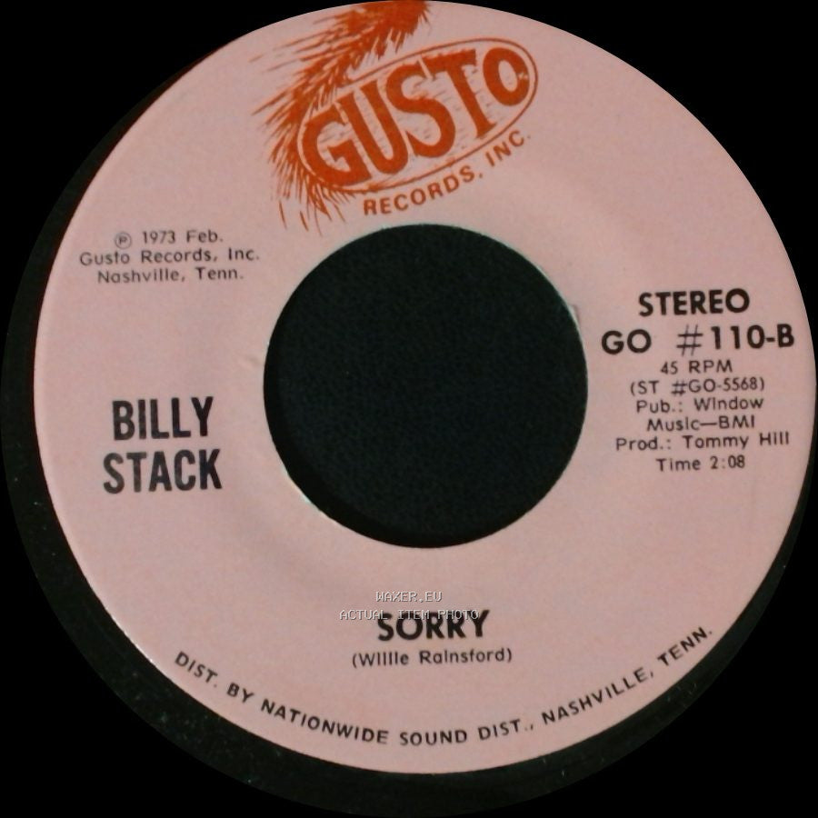Billy Stack - Sorry / Slowly side B