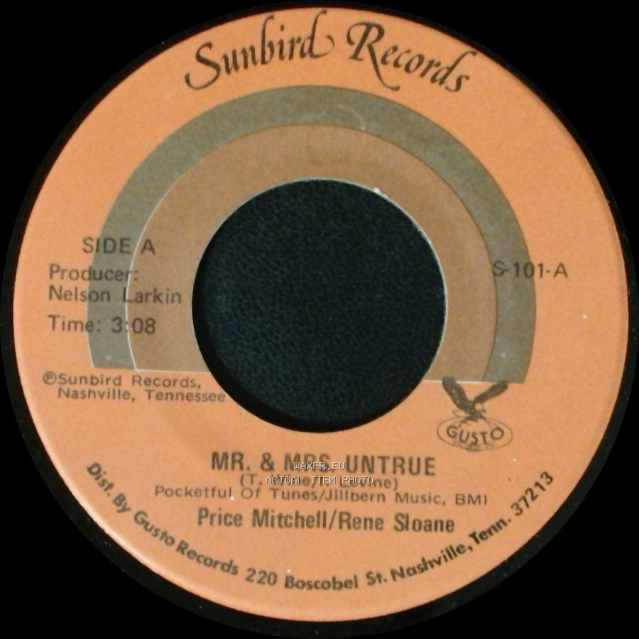 Price Mitchell/Rene Sloane - Mr. & Mrs. Untrue / Savin' It All For You side A