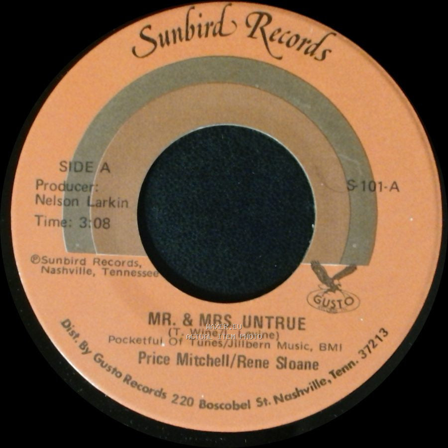 Price Mitchell/Rene Sloane - Mr. & Mrs. Untrue / Savin' It All For You side A