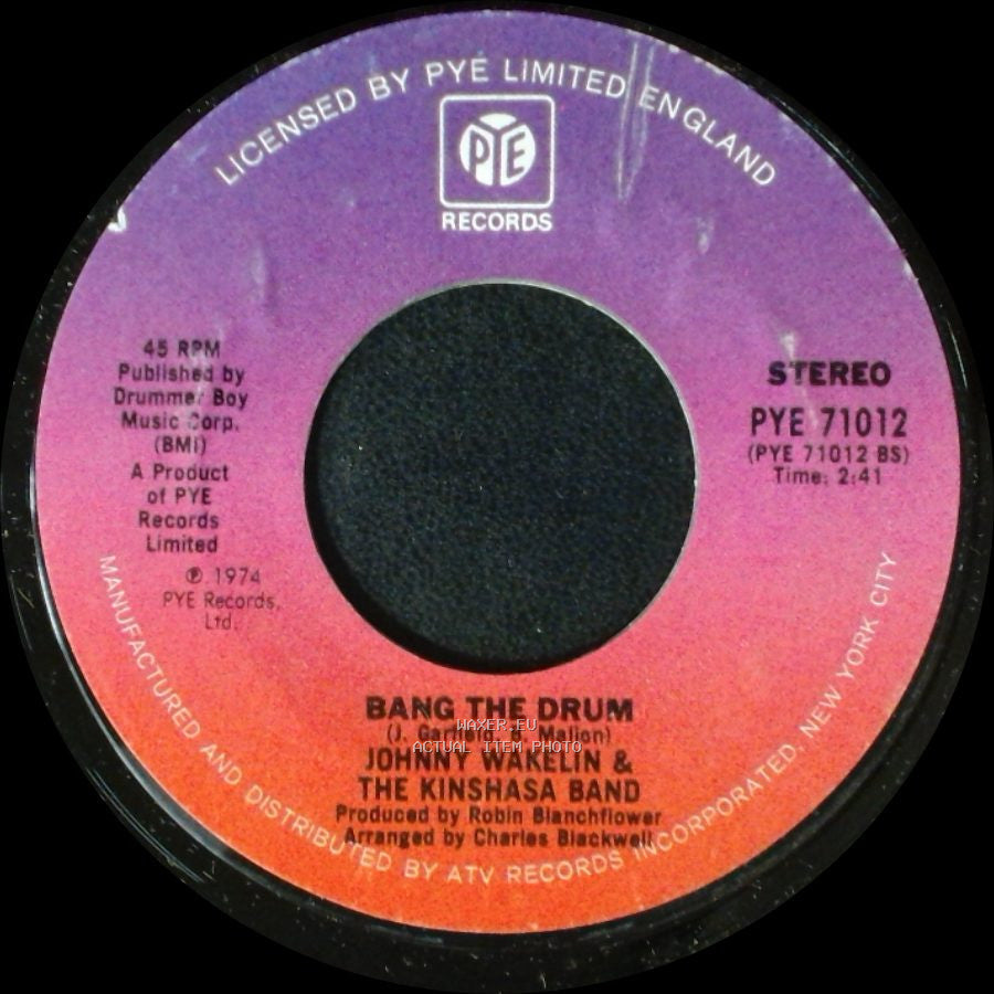 Johnny Wakelin & The Kinshasa Band - Black Superman - "Muhammad Ali" / Bang The Drum side B
