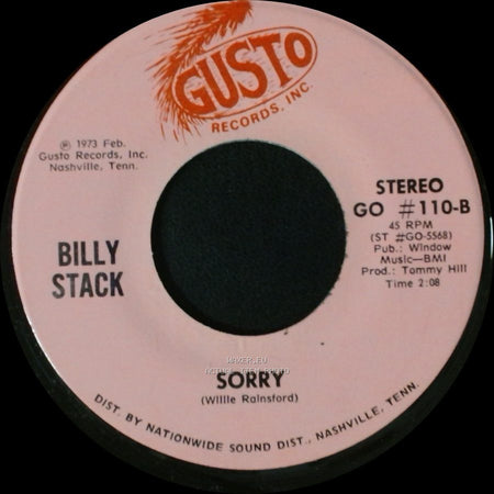 Billy Stack - Sorry / Slowly side B