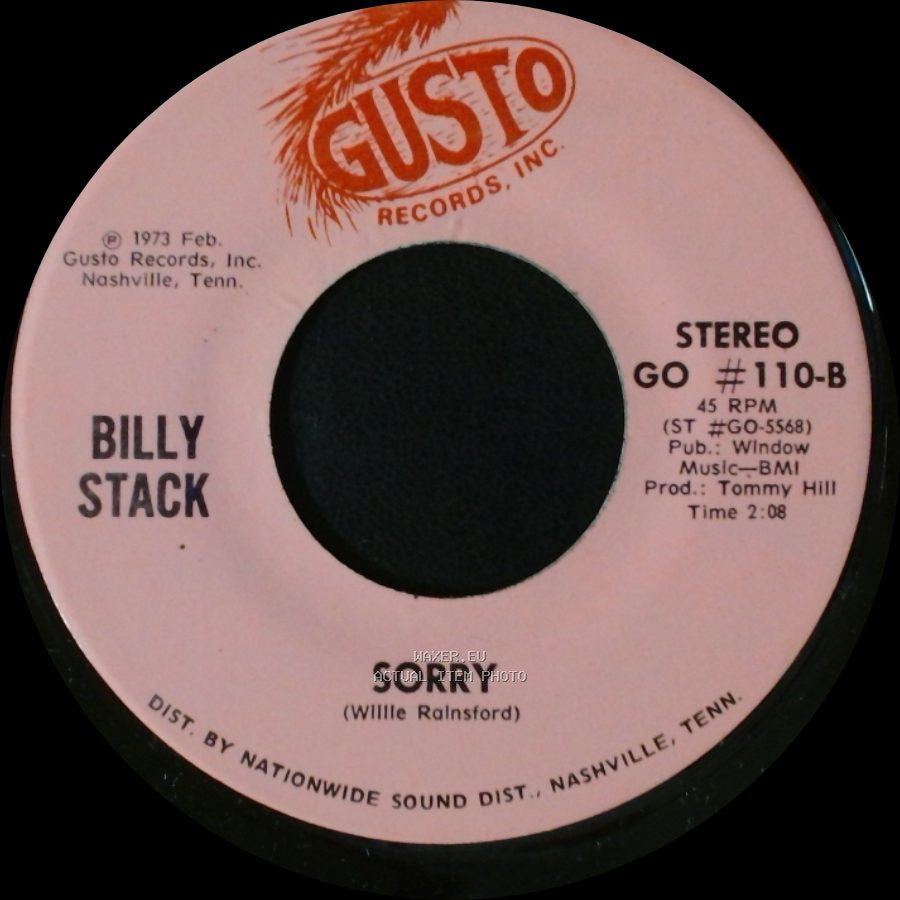 Billy Stack - Sorry / Slowly side B