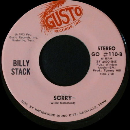 Billy Stack - Sorry / Slowly side B