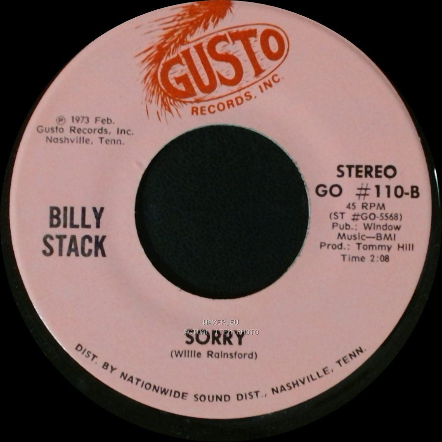 Billy Stack - Sorry / Slowly side B