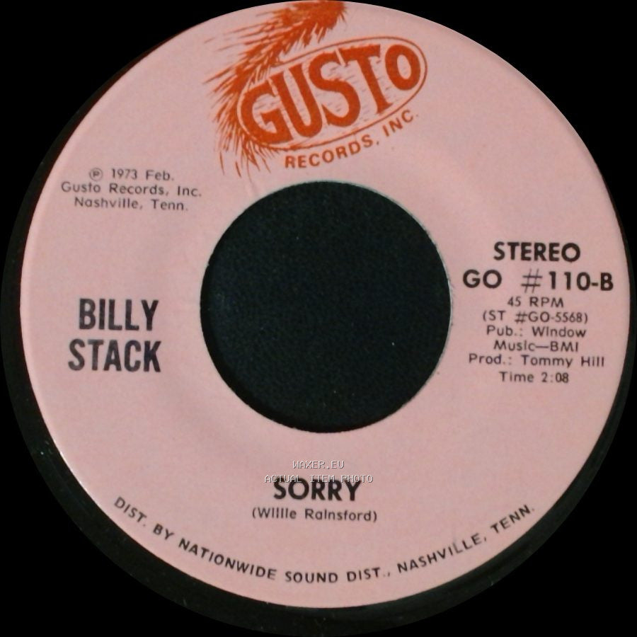 Billy Stack - Sorry / Slowly side B