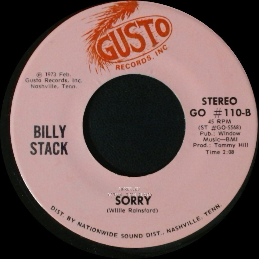 Billy Stack - Sorry / Slowly side B