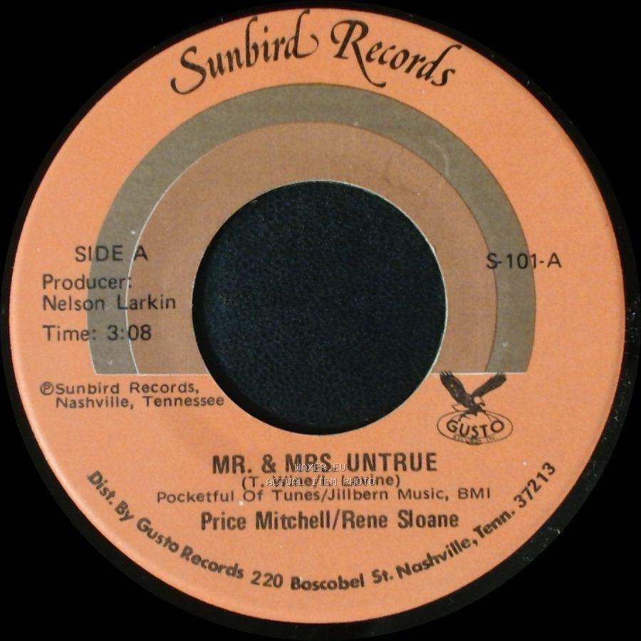Price Mitchell/Rene Sloane - Mr. & Mrs. Untrue / Savin' It All For You side A