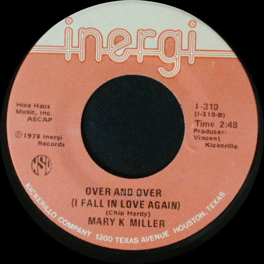 Mary K Miller - Over And Over (I Fall In Love Again) / Handcuffed To A Heartache side A