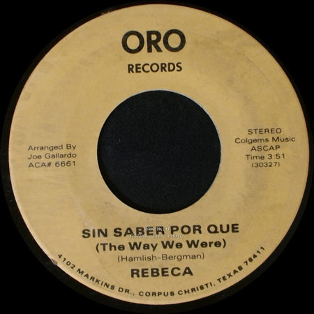 Rebeca - Nomas Contigo / Sin Saber Por Que (The Way We Were) side A
