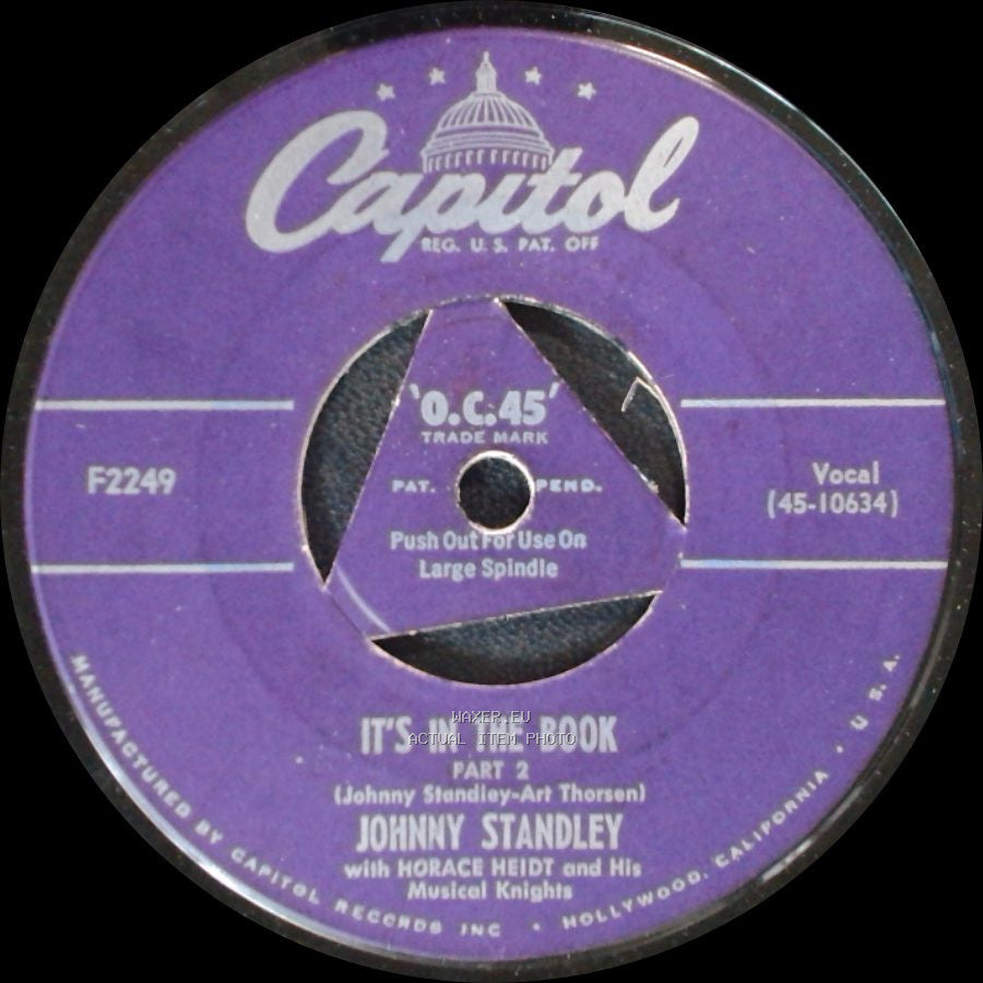 Johnny Standley With Horace Heidt And His Musical Knights - It's In The Book Part 2 / It's In The Book Part 1 side A