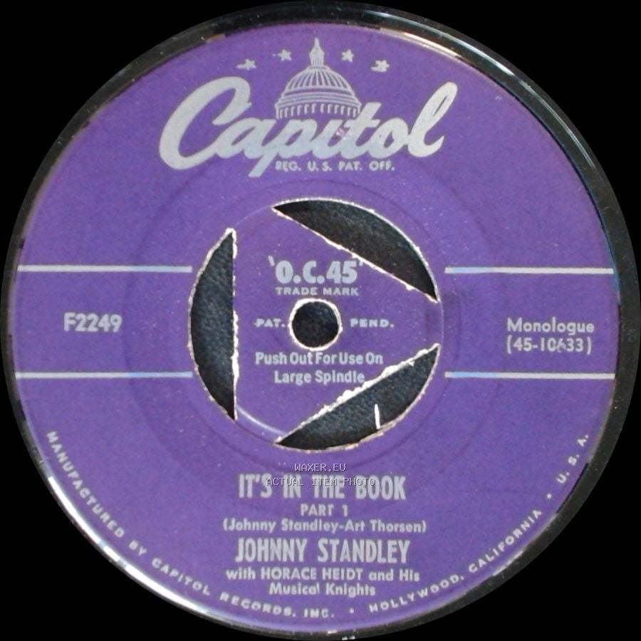 Johnny Standley With Horace Heidt And His Musical Knights - It's In The Book Part 2 / It's In The Book Part 1 side B