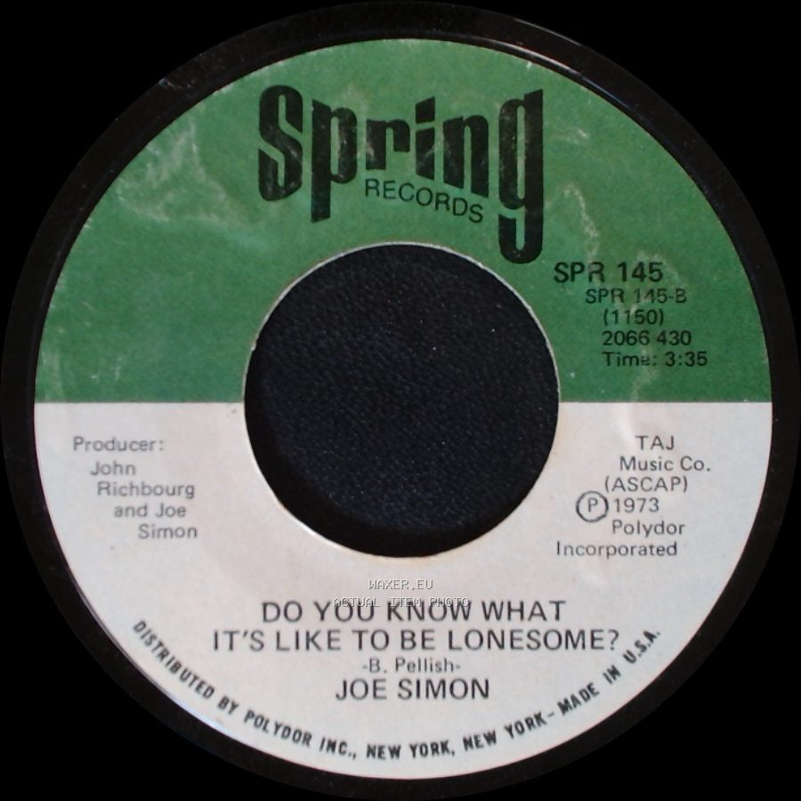 Joe Simon - Carry Me / Do You Know What It's Like To Be Lonesome? side B