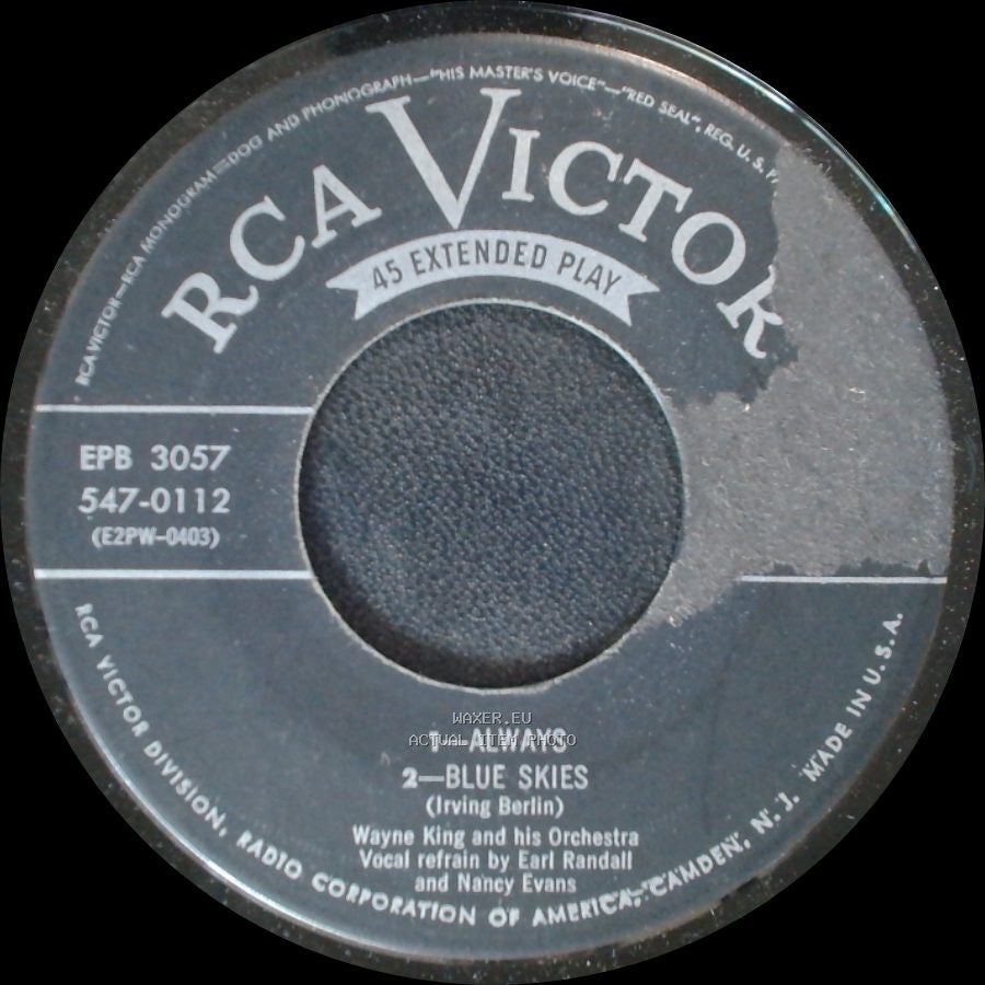 Wayne King And His Orchestra - All Alone / Say It With Music / Always / Blue Skies side B