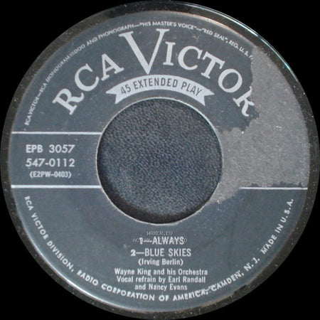 Wayne King And His Orchestra - All Alone / Say It With Music / Always / Blue Skies side B