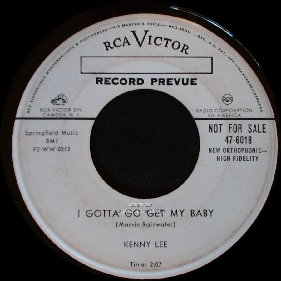 Kenny Lee - The Cry Of A Lonesome Man / I Gotta Go Get My Baby side B