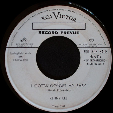 Kenny Lee - The Cry Of A Lonesome Man / I Gotta Go Get My Baby side B