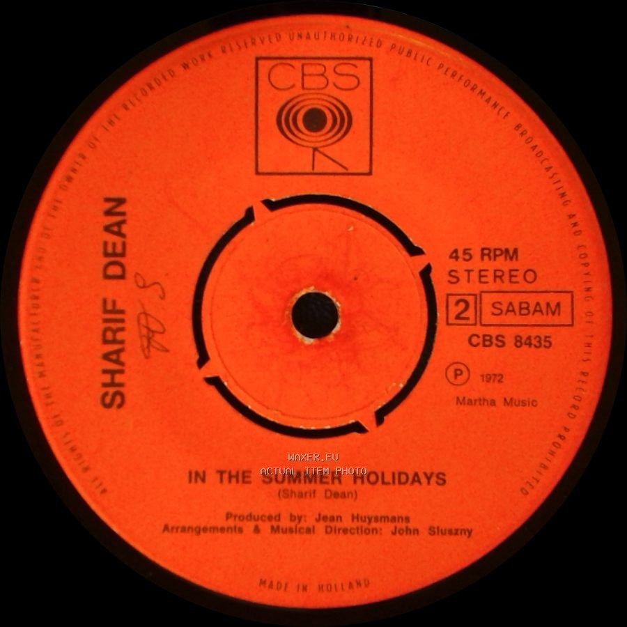Sharif Dean - Do You Love Me / In The Summer Holidays side B