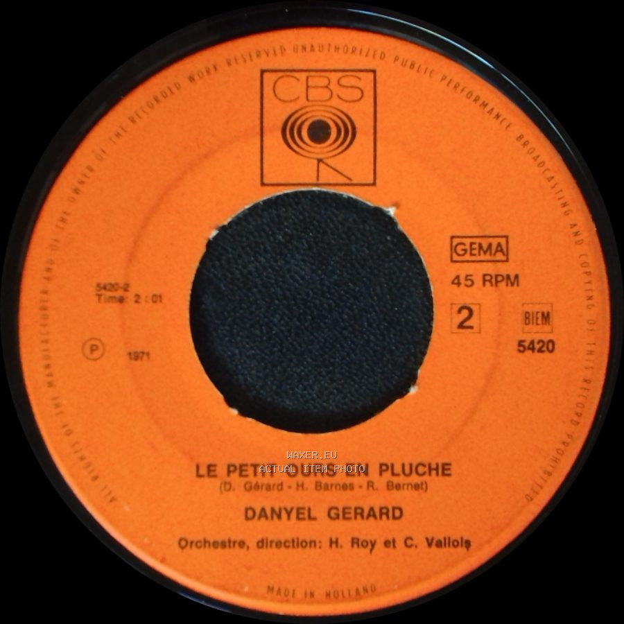Danyel Gerard - Butterfly / Le Petit Ours En Pluche side B