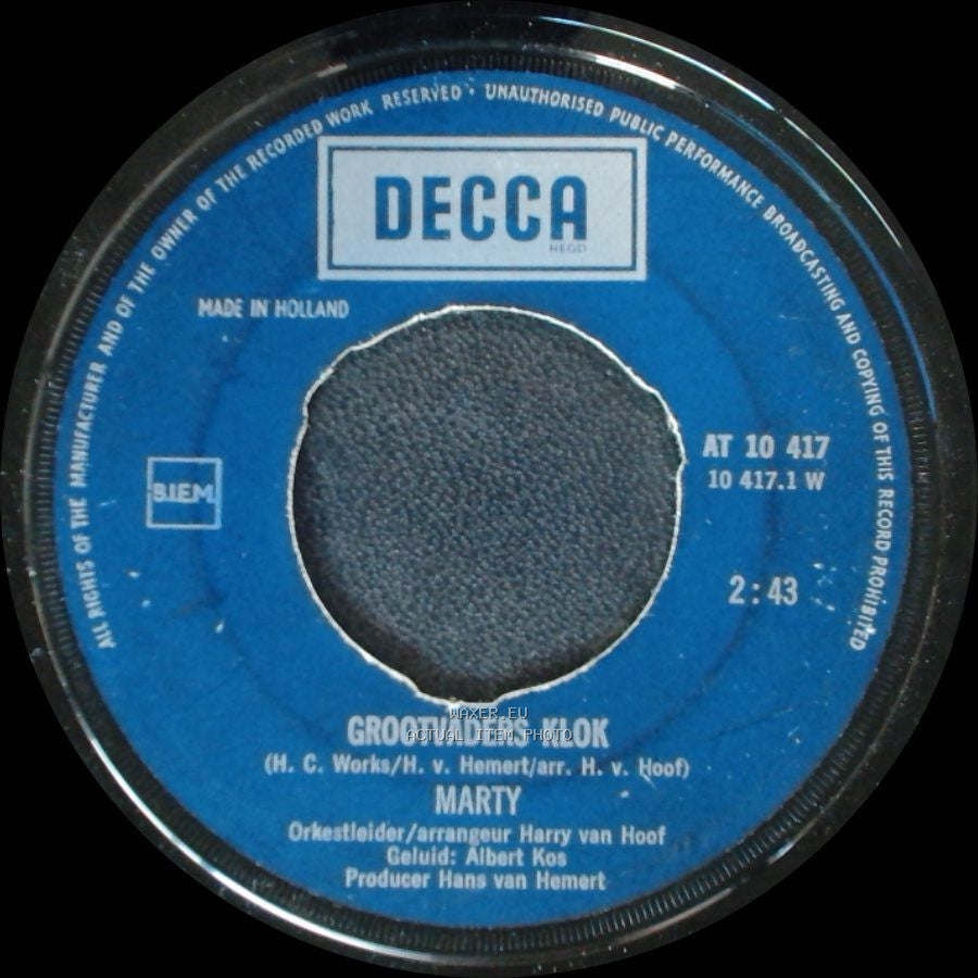 Marty - Grootvaders Klok / Trompet Polka side A