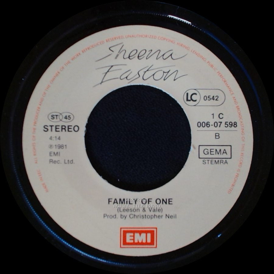 Sheena Easton - A Little Tenderness / Family Of One side B