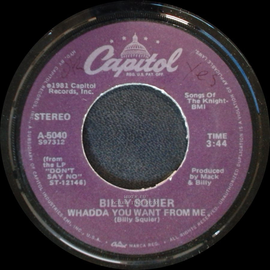 Billy Squier - In The Dark / Whadda You Want From Me side B