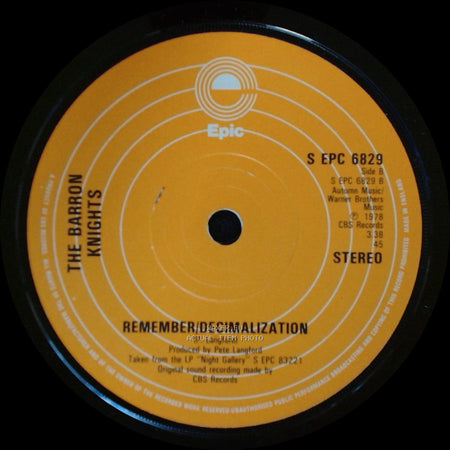 The Barron Knights - A Taste Of Aggro / Remember/Decimalization side B