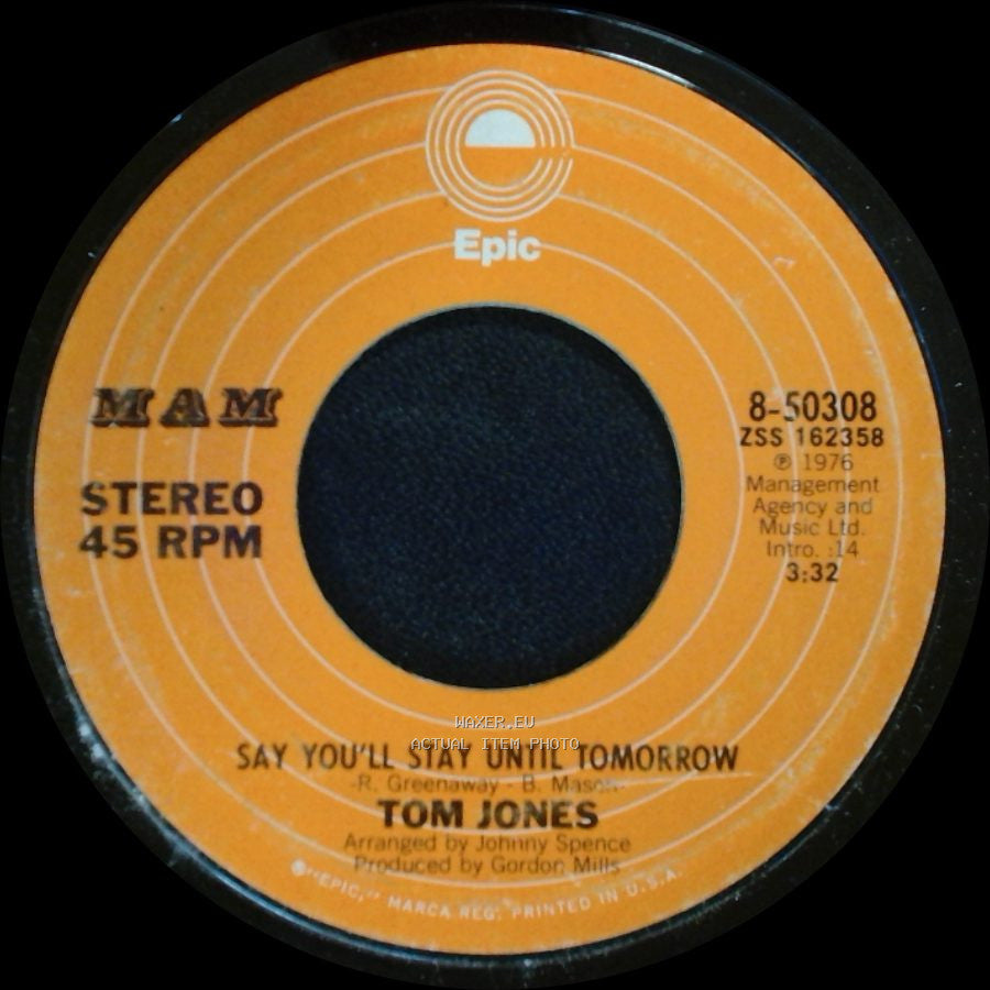 Tom Jones - Say You'll Stay Until Tomorrow / Lady Lay side A