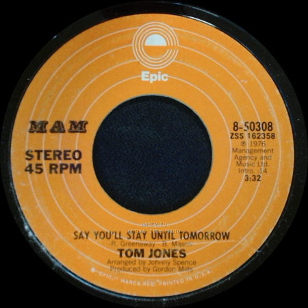 Tom Jones - Say You'll Stay Until Tomorrow / Lady Lay side A