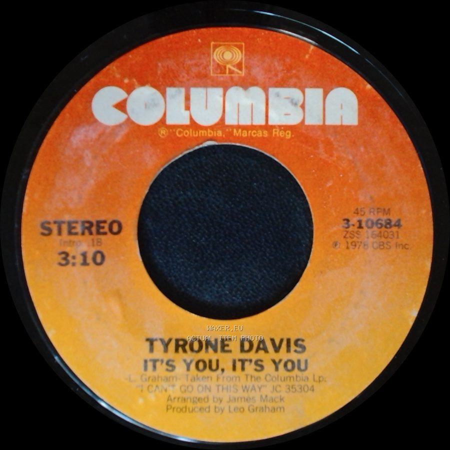 Tyrone Davis - Get On Up (Disco) / It's You, It's You side B