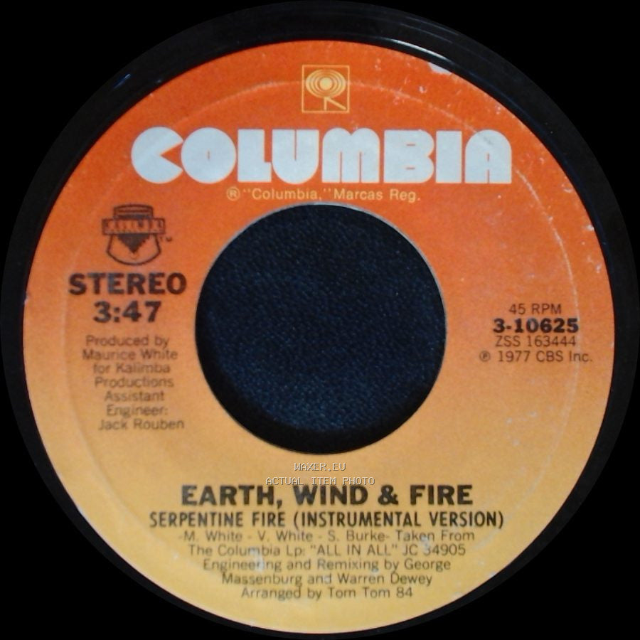 Earth, Wind & Fire - Serpentine Fire (Vocal Version) / Serpentine Fire (Instrumental Version) side B
