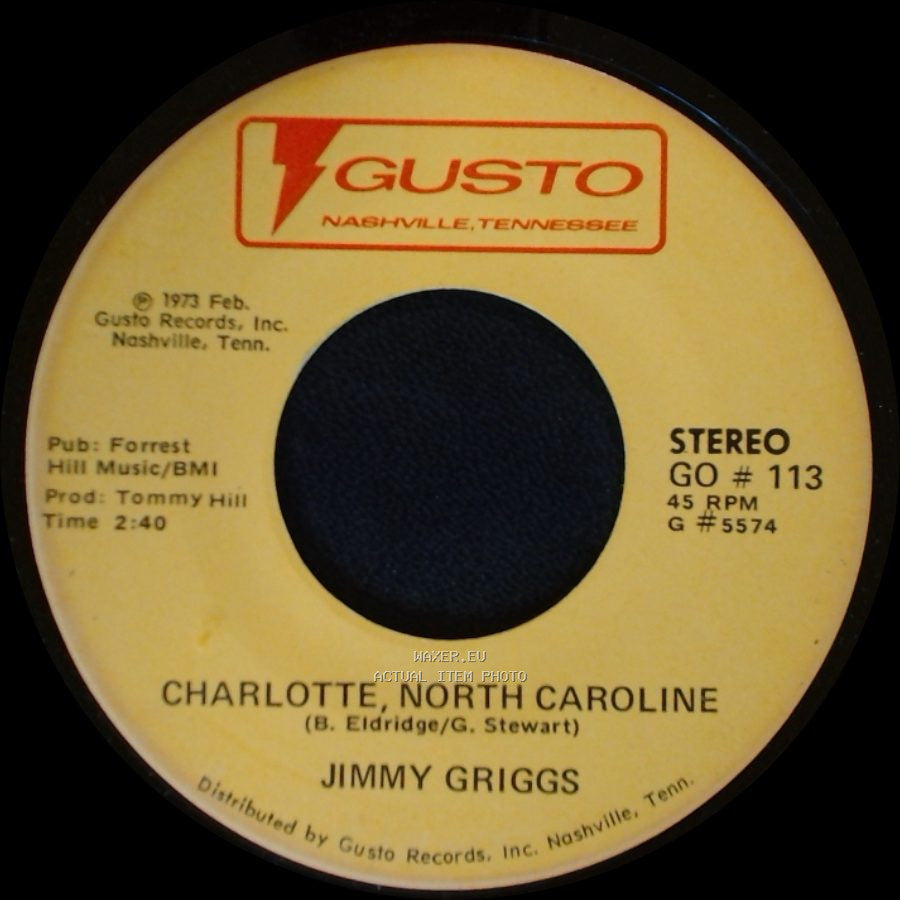 Jimmy Griggs - Lonely Blue Boy / Charlotte, North Caroline side A