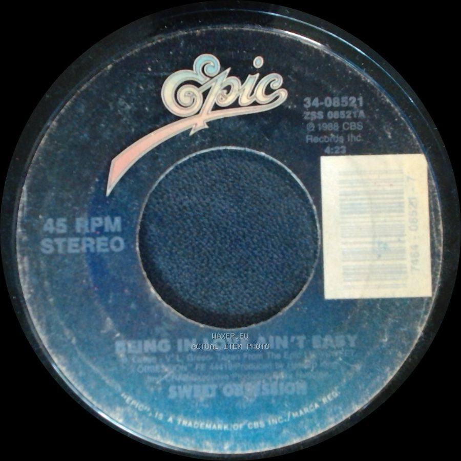 Sweet Obsession - Somebody Is Tapping / Being In Love Ain't Easy side B