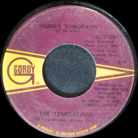 The Temptations - The Plastic Man / Hurry Tomorrow side B