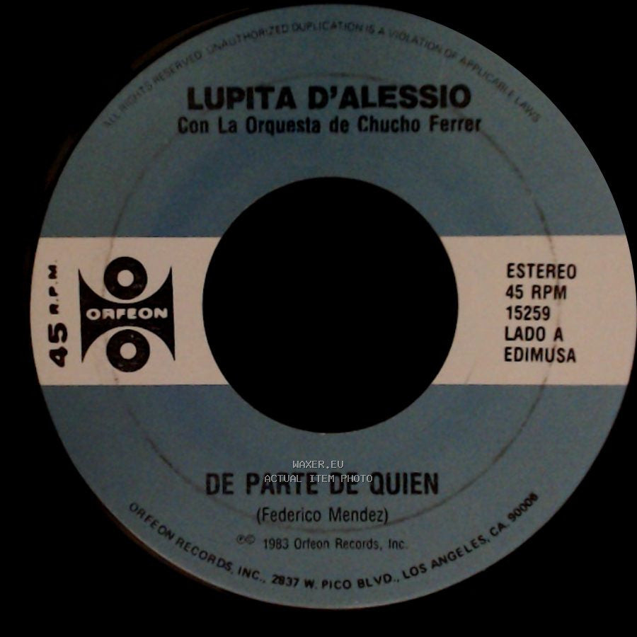 Lupita D'alessio - De Parte De Quien / A Mano Hemos Quedado side A