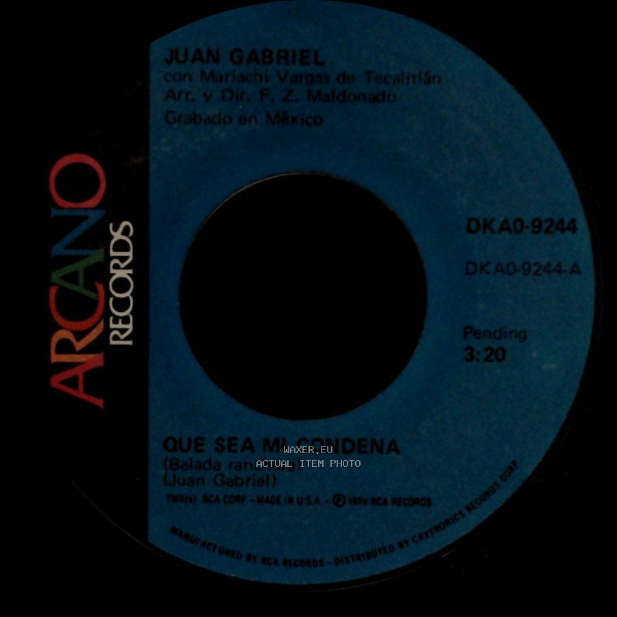 Juan Gabriel / Juan Gabriel Con Mariachi Vargas De Tecalitlán - Que Sea Mi Condena / Esta Noche Voy A Verla (Polka Chicana) side A