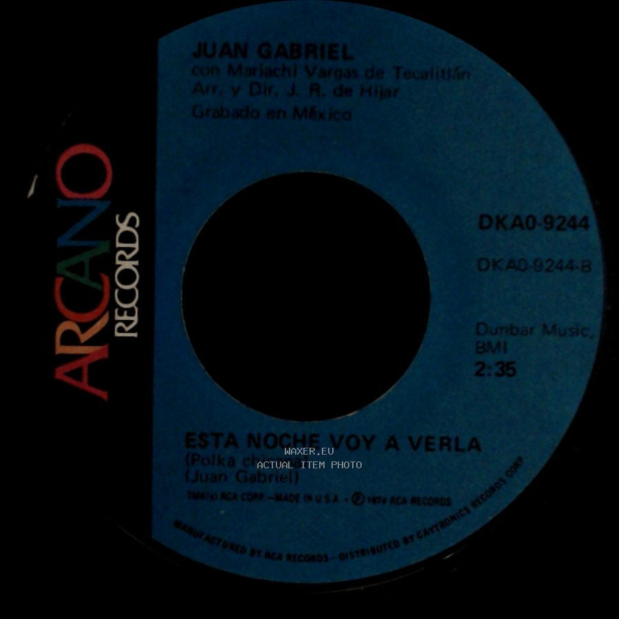 Juan Gabriel / Juan Gabriel Con Mariachi Vargas De Tecalitlán - Que Sea Mi Condena / Esta Noche Voy A Verla (Polka Chicana) side B