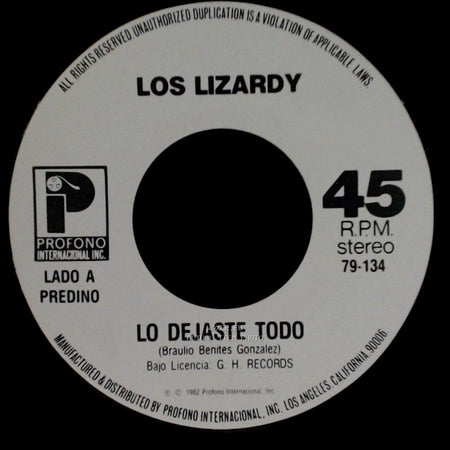 Los Lizardy - Lo Dejaste Todo / Me Basta side A