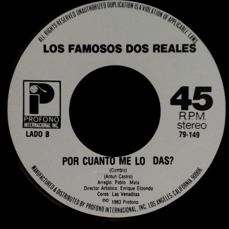 Los Famosos Dos Reales - Caballo Viejo / Por Cuanto Me Lo Das? side B