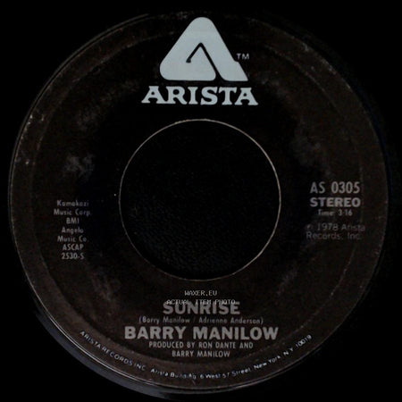Barry Manilow - Sunrise / Can't Smile Without You side A
