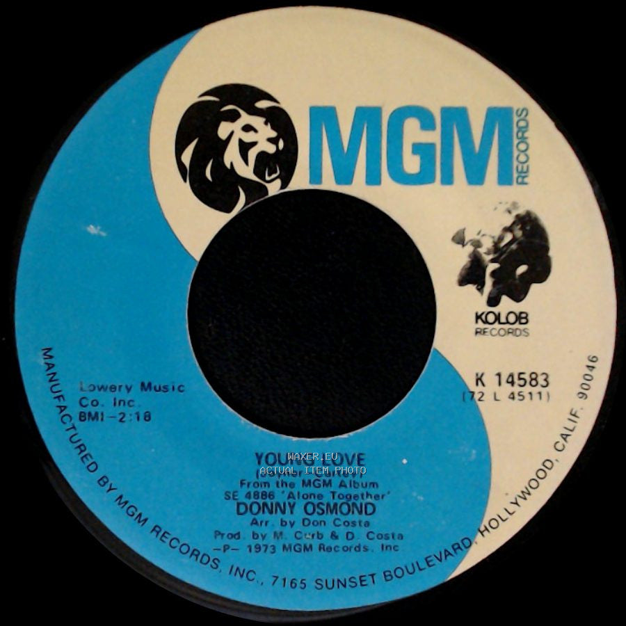 Donny Osmond - A Million To One / Young Love side B