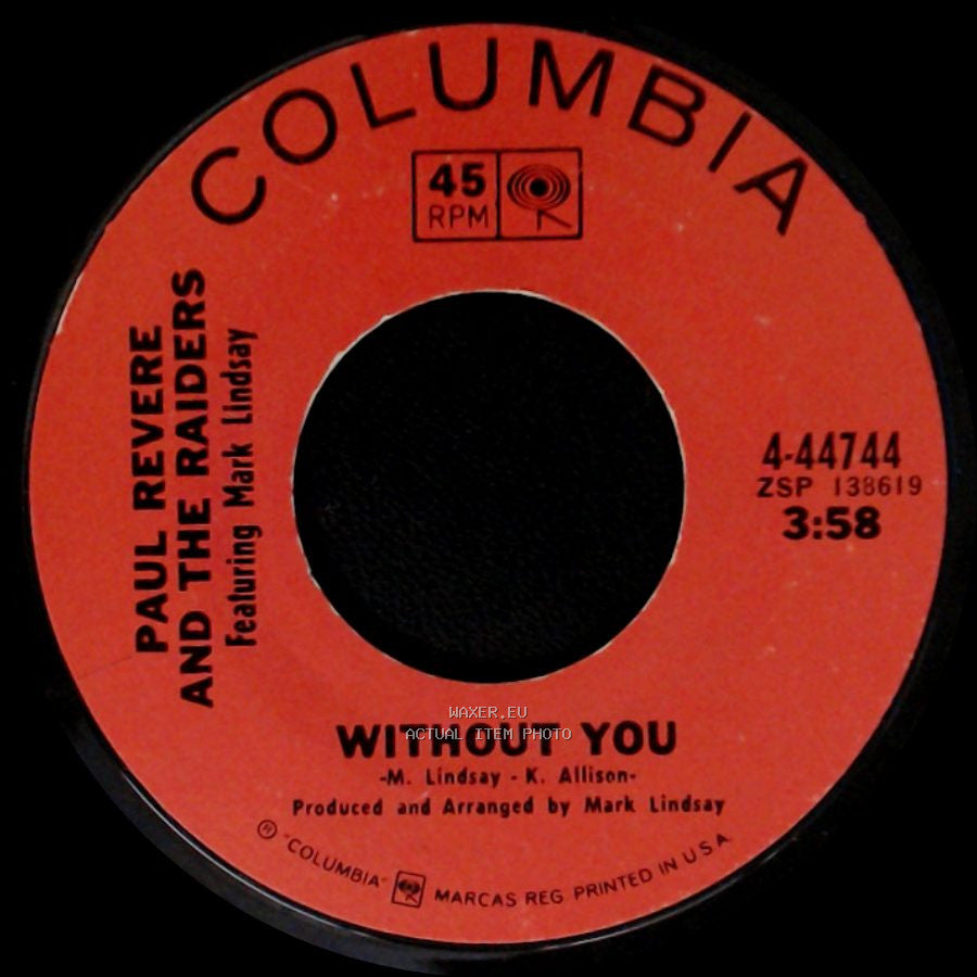 Paul Revere And The Raiders Featuring Mark Lindsay - Mr. Sun, Mr. Moon / Without You side B