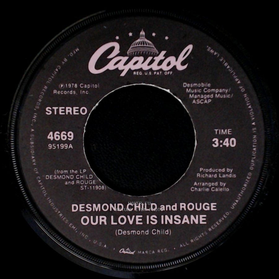 Desmond Child And Rouge - City In Heat / Our Love Is Insane side B