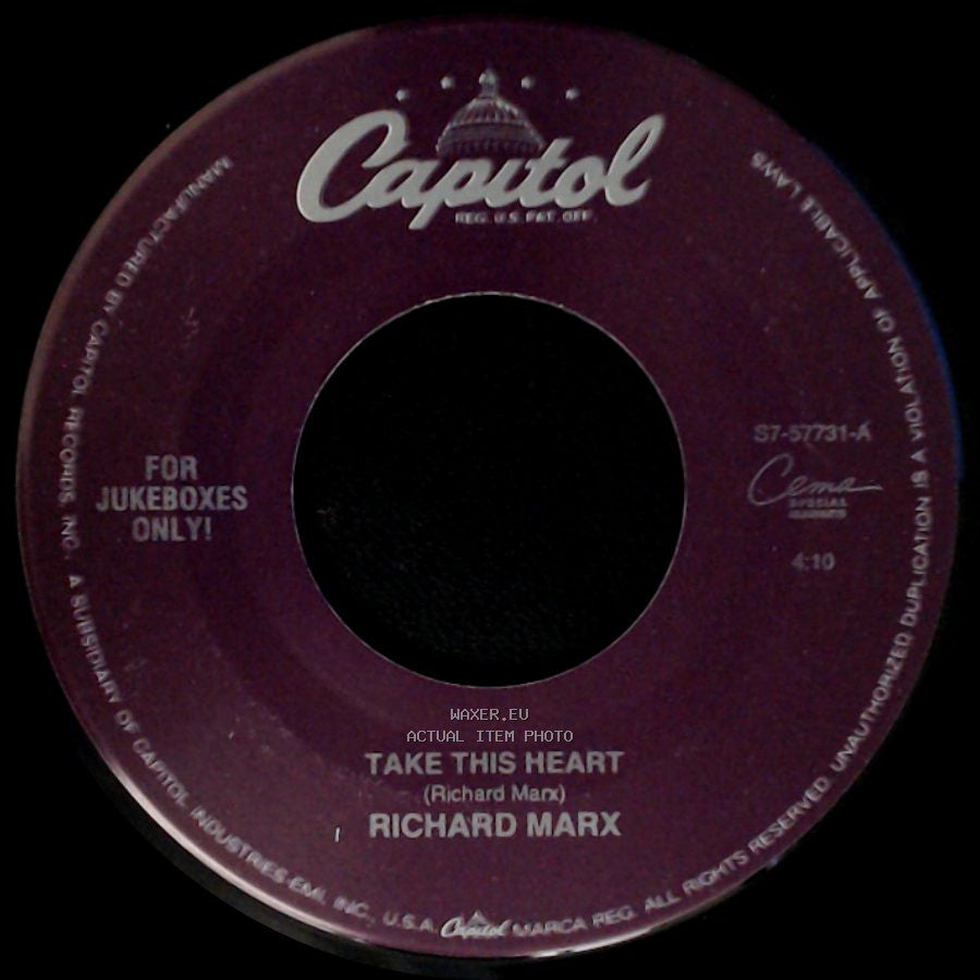 Richard Marx - I Get No Sleep / Take This Heart side B